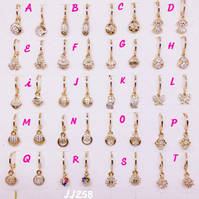 Anting variasi xuping permata zircon lapis mas AX-11