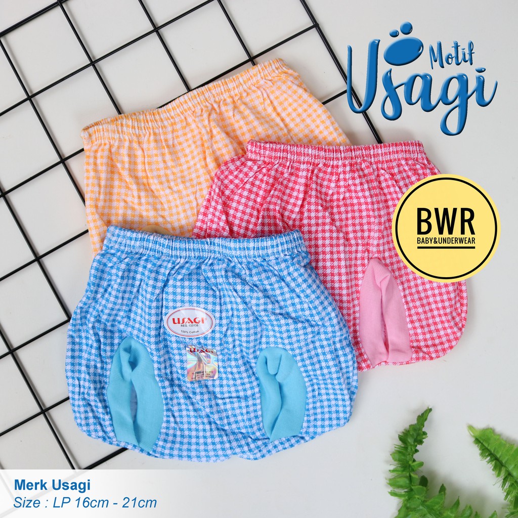 [ 6pc ] Celana POP Usagi KOTAK Kotak | Celana Bayi Newborn Lubang Kaki Bulat - Bwr