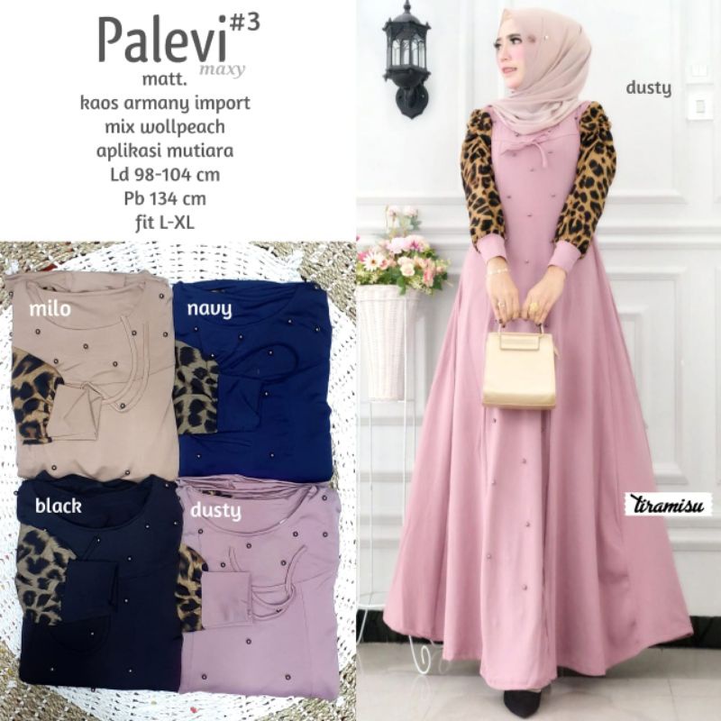 Palevi #3 Ori By Tiramisu / Gamis Motif Leopard / Maxy Kekinian Cantik / Dress Motif Macan