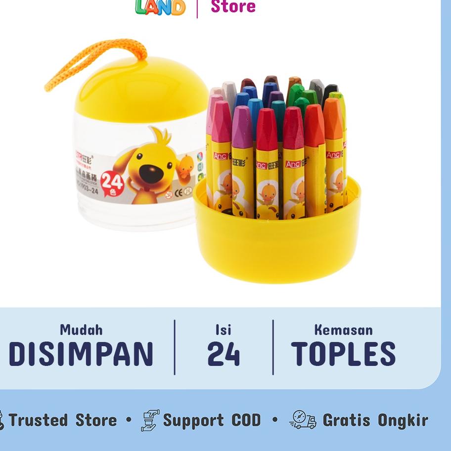

Hot Sell.. Crayon Anak Mewarnai 24 Warna Krayon Oil Pastel Desain Barrel KIDS LAND