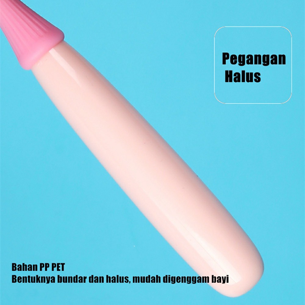 3 pcs Sikat Gigi Lembut Bayi &amp; Anak TOOTH BRUSH Polos Pegangan Elastis chn