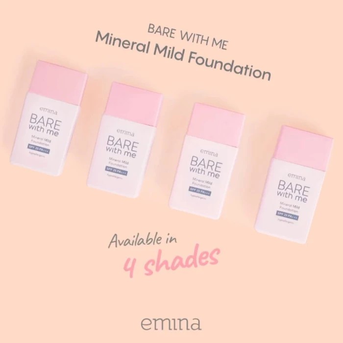 ❤ jselectiv ❤ EMINA BARE WITH ME Mineral Mild Foundation - 30ml | Alas Bedak Cair EMINA