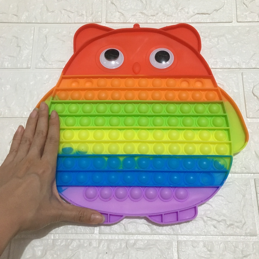 Mainan Fidget POP IT OWL JUMBO Rainbow Uk. 28x29 Cm