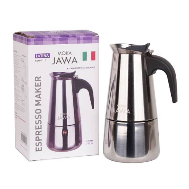 Moka Pot Javva 6cups stainless steel manul espresso coffee maker 300ml-1