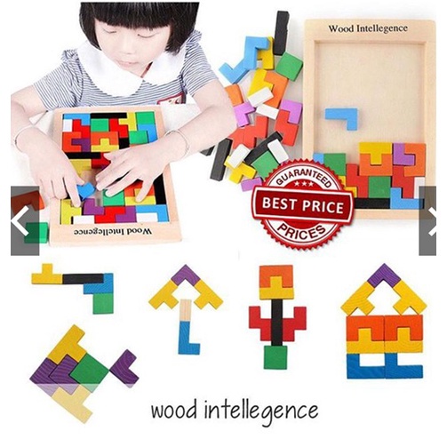 [ Giggel ] Mainan Edukasi Anak Tetris Kayu Russian Block Kids Wood Intellegence Tangram Tetris Brain Game / Mainan Tetris Edukatif Anak (ukuran 18 cm x 28 cm)