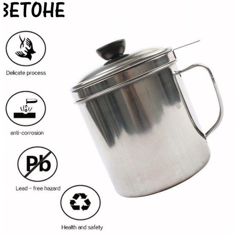 Oil Pot Saringan Tempat Minyak 1000ml Stainless Steel