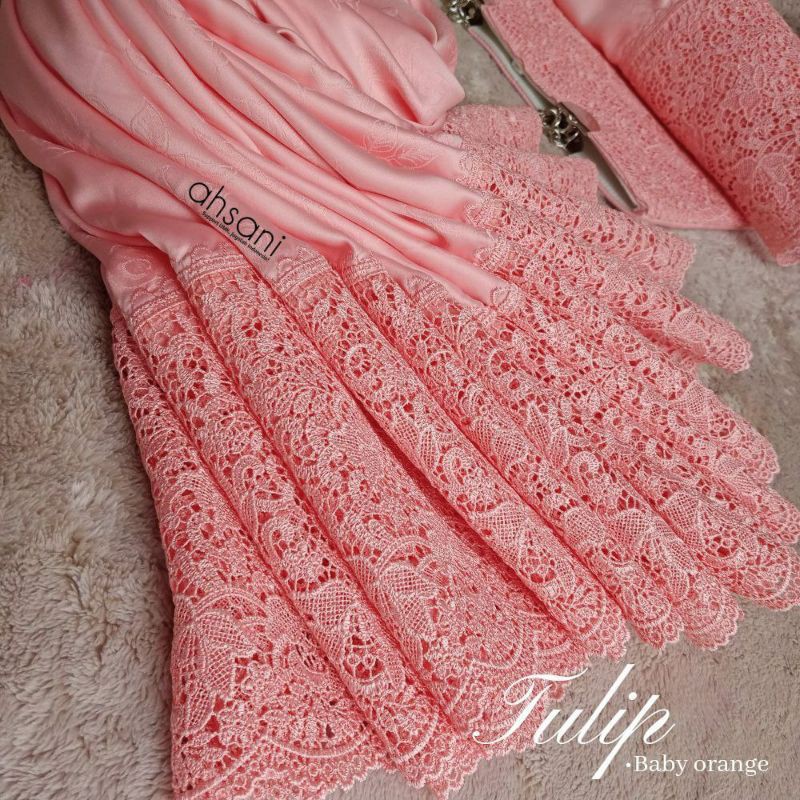 MUKENA AHSANI TULIP RENDA SATU MUKENA BAHAN SUTRA ORI BY AHSANI