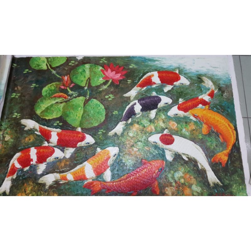 Lukisan kanvas ikan koi 019