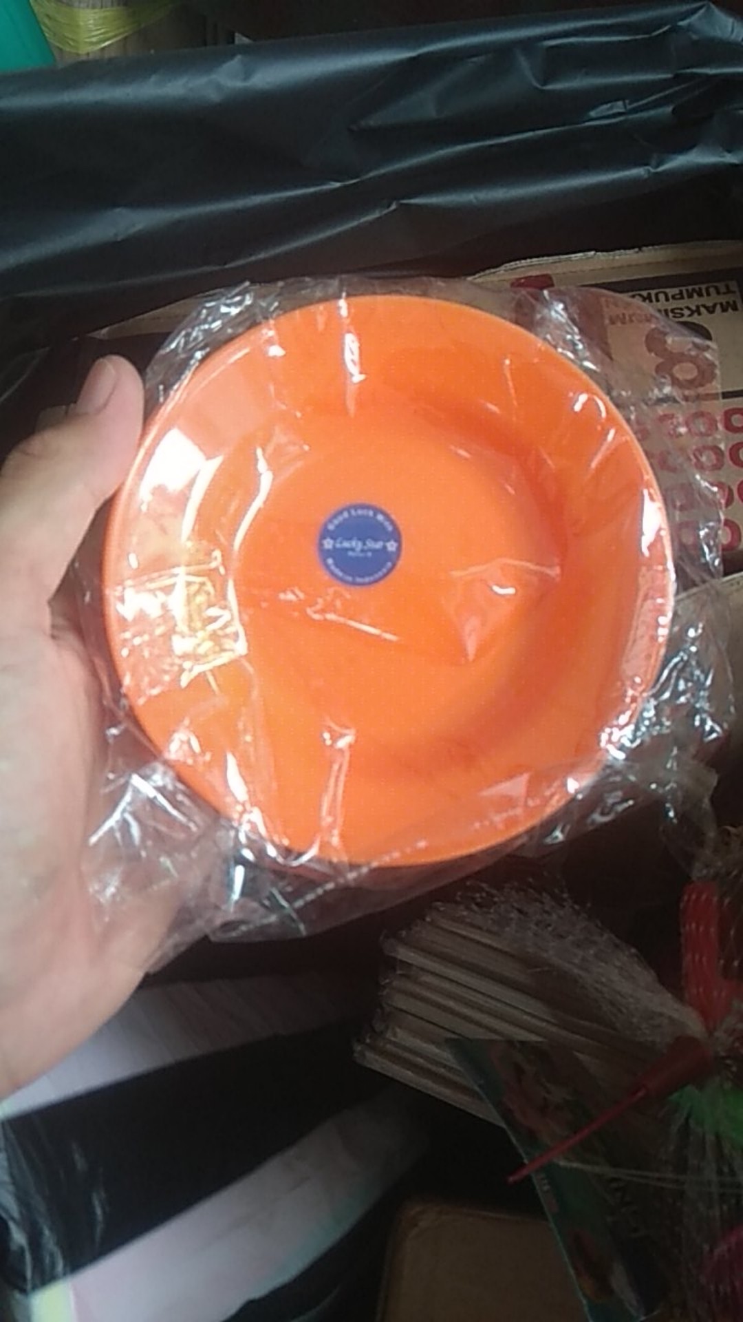 Piring Lepek 5inch  Plastik Lucky Star Warna Warni  925 ( Per Lusin)