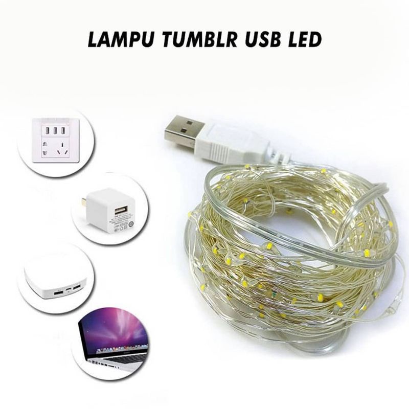 LAMPU LED GLAMPING 10 METER USB - Lampu Tenda Camping Borealis / LAMPU HIAS TUMBLR USB TINGGAL COLOK POWER BANK