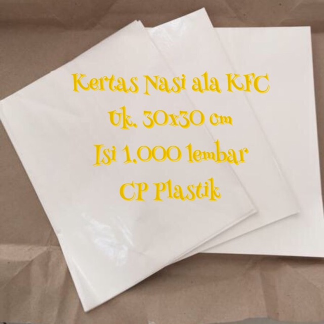 Kertas Nasi KFC | Wrapper ala KFC | Kertas Pembungkus Burger Uk. 30x30 (isi +/- 1.000 lbr)