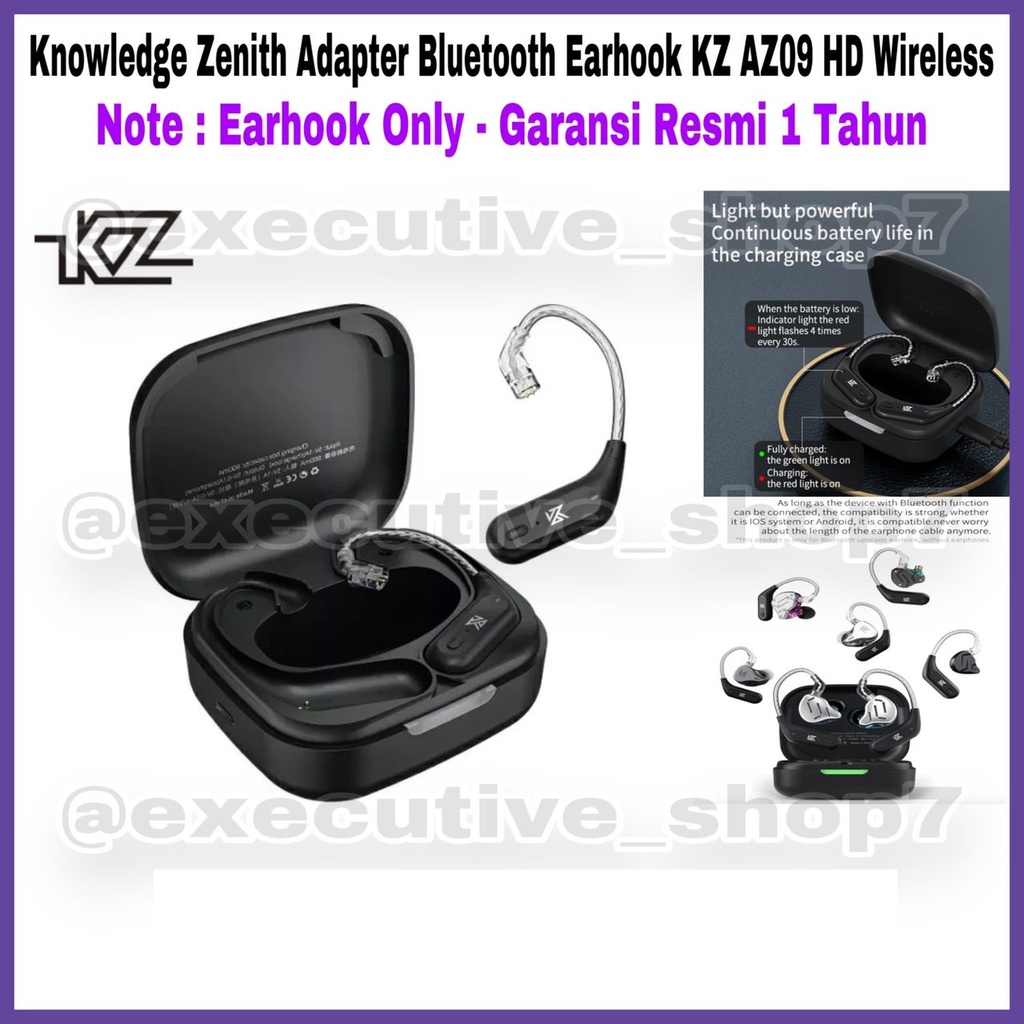 Knowledge Zenith Adapter Bluetooth Earhook KZ AZ09 HD Wireless - Note : Earhook Only - Garansi Resmi 1 Tahun