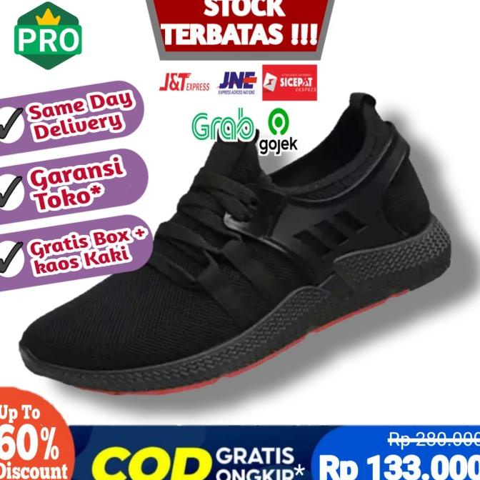 SEPATU SNEAKERS KETS FULL BLACK HITAM POLOS SEKOLAH OLAHRAGA COWO PRIA