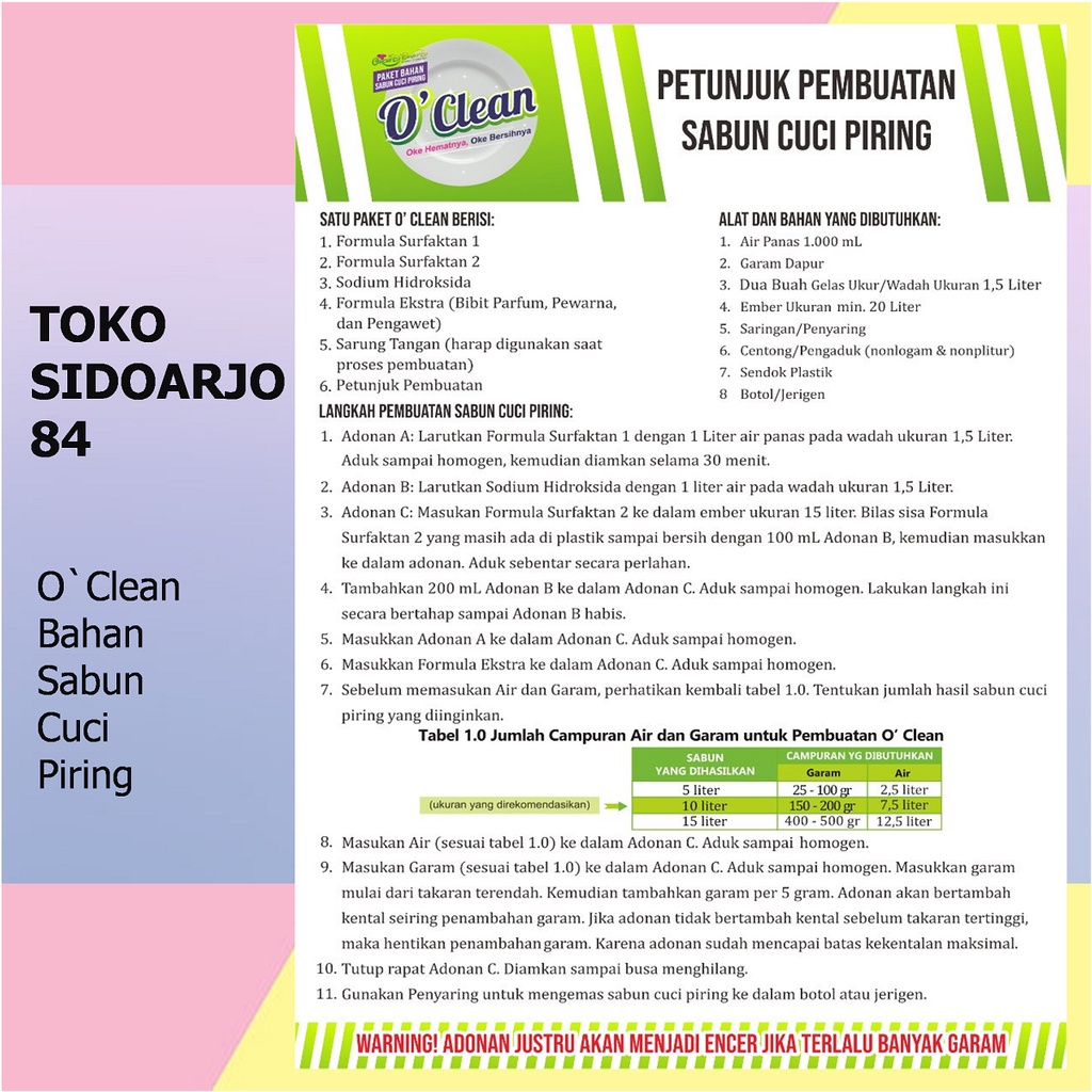 Oclean Bahan Kimia Sabun Cuci Piring Paket Bahan Sabun Cuci Piring Cair Terlengkap 15 Liter Perlengkapan Aksesoris Dapur Murah Oclean sabuncucipiring sabuncucipiringmurah sabuncucipiringcair sabuncucipiringekonomis sabuncucipiringberkualitas