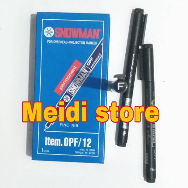 

PEN SNOWMAN OPF 1/2 / OHP HITAM/ PEN F GLASS / PULPEN SNOWMAN HITAM
