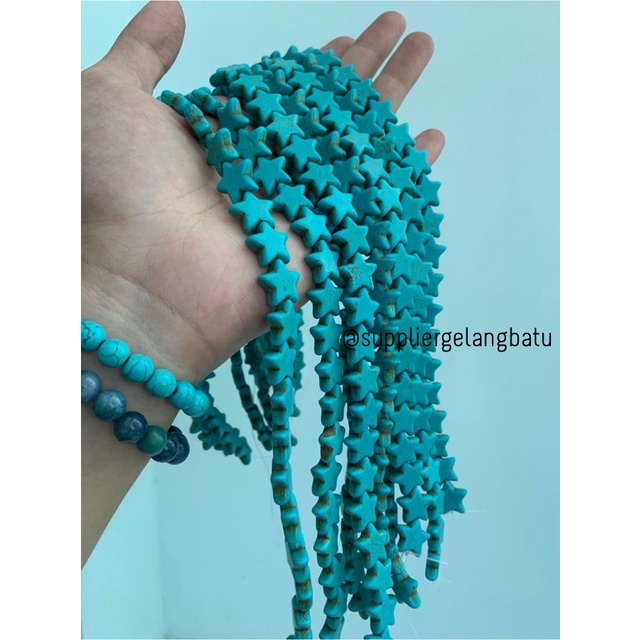 bongkah rough Batu PIRUS BIRU BINTANG 16mm bahan bandul gelang kalung