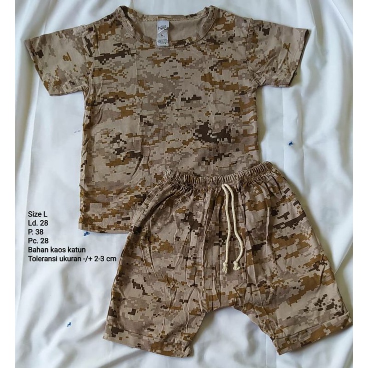 setelan pendek anak little koda L coklat loreng