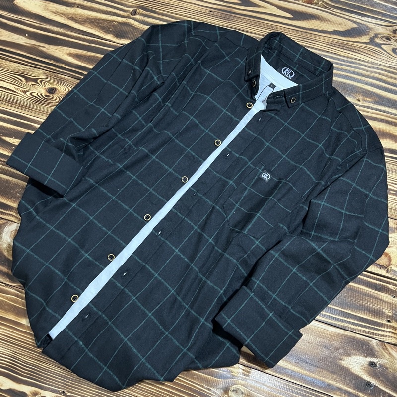 KEMEJA FLANEL PRIA DAN WANITA UNISEX HITAM GARIS HIJAU HEM FLANEL PRIA KASUAL KEMEJA KASUAL KOTAK KO