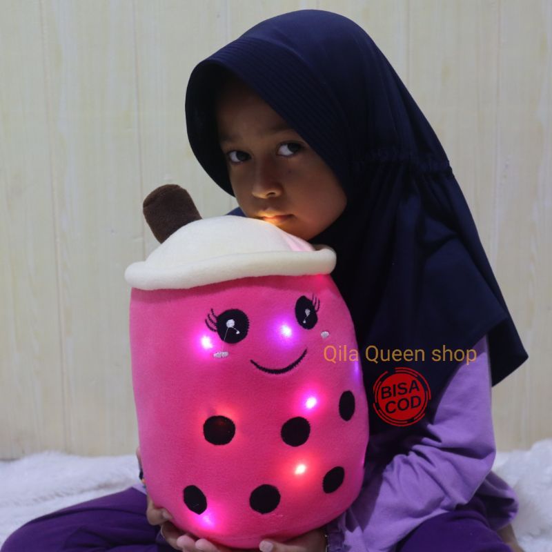 boneka BOBA L, BONEKA gentong, bantal sofa brown sugar, milk tea bisa tambah LED, boneka kado, bantal sofa, murah