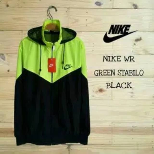 JAKET PARASUT NIKE HIJAU STABILO HITAM