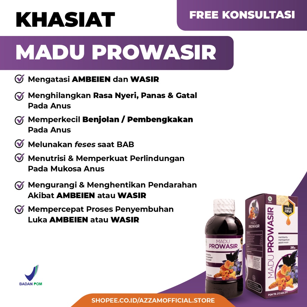 Madu Prowasir Obat Herbal Wasir Ambeien Benjolan Anus BAB Berdarah Susah BAB