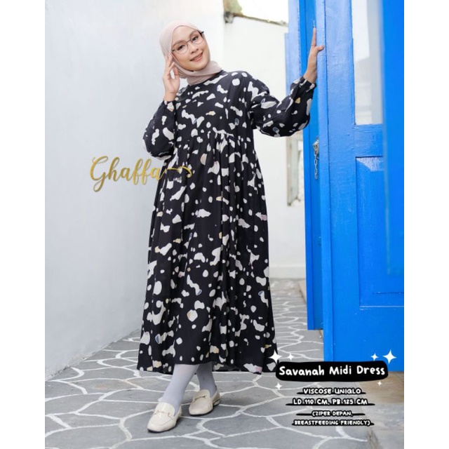 savanah midi dress katun rayon by ghaffa the label