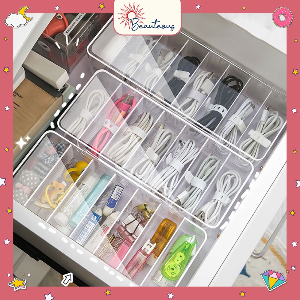 Kotak Penyimpanan Akrilik Transparan Tempat Aksesoris Stationary Lipstik Kabel Storage Organizer Serbaguna