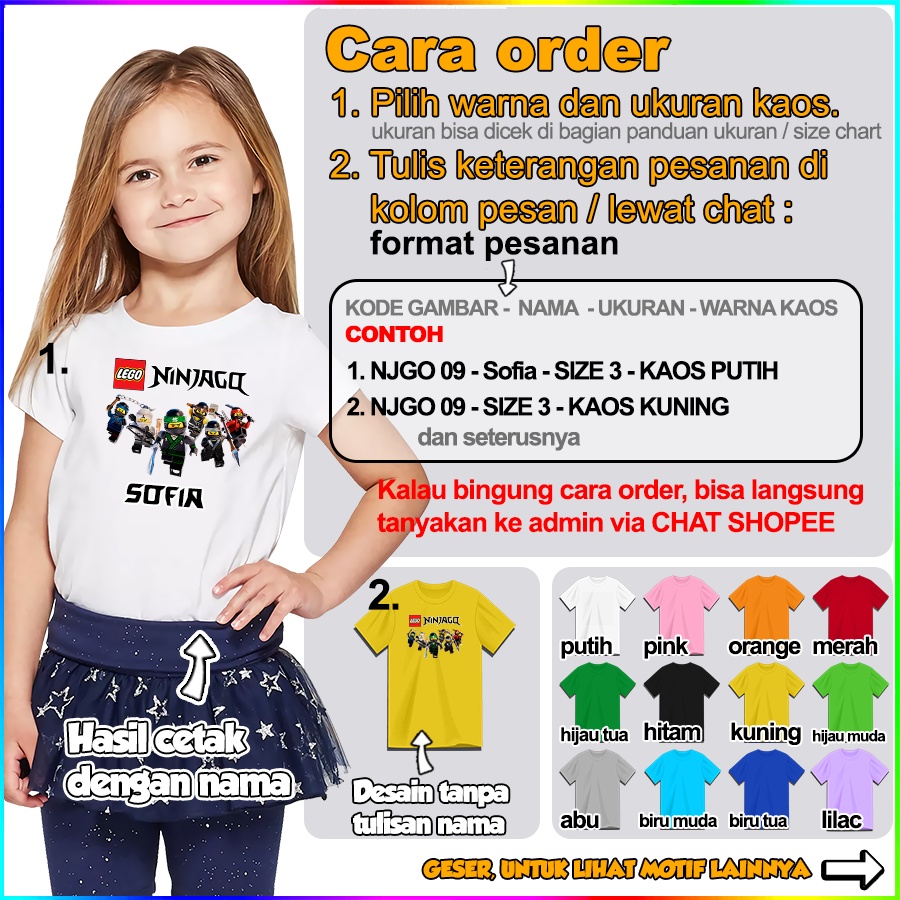 Baju Kaos ANAK DAN DEWASA LEGO NINJAGO COUPLE (FREE NAMA)