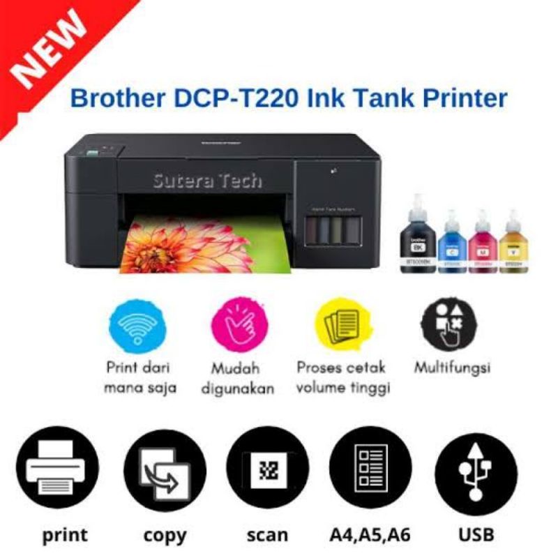 Printer multifungsi Brother DCP T220 Ink tank print scan copy