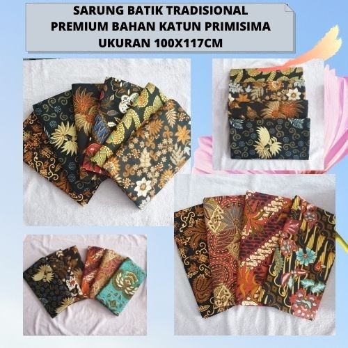 Sarung Batik  Tradisional Premium Ukuran 100x117cm Bahan Katun Primisima Adem Lembut Batik Original