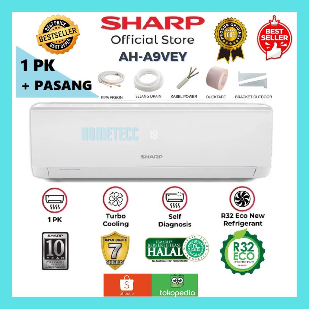 Sharp AC 1 PK Low Watt [R32] AH-A9VEY + PASANG