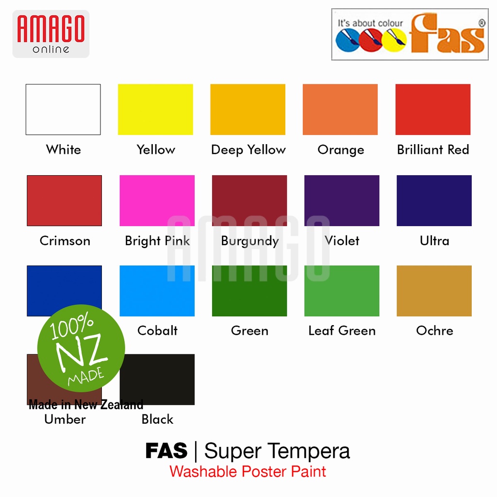 FAS - SUPER TEMPERA WASHABLE POSTER PAINT - 250 ml - LEAF GREEN (HIJAU MUDA)