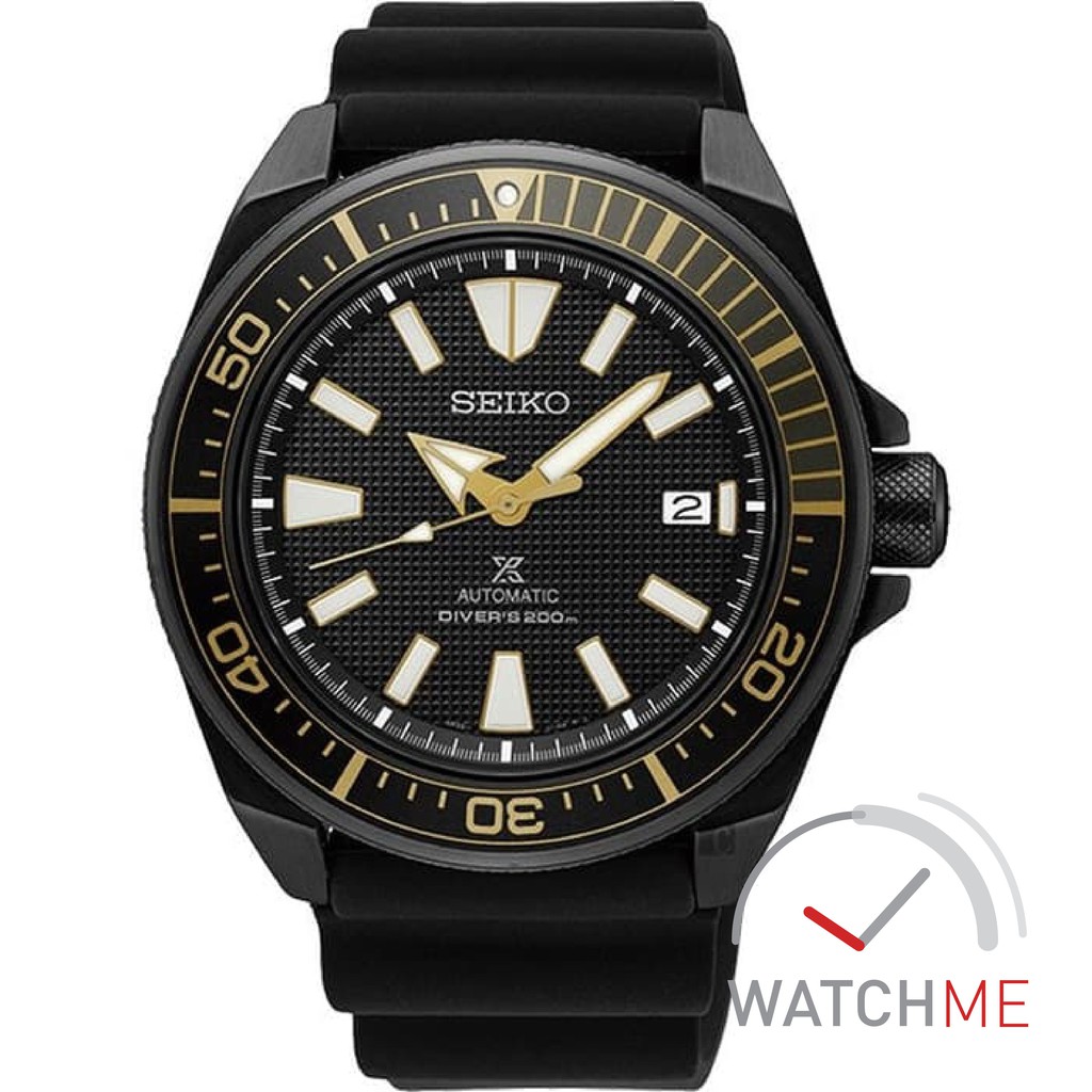 Jam Seiko Prospex SRPB55K1 Automatic Black Dial 200m Black Gold Rubber Strap Original Bergaransi