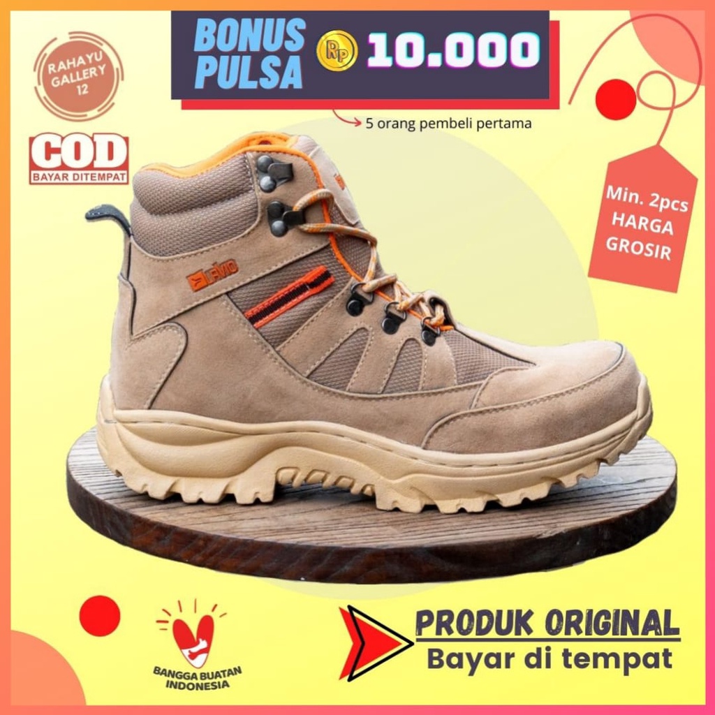 Sepatu Safety Pria Boots Tinggi Ujung Besi Original Lavio Septi Kerja Proyek Lapangan