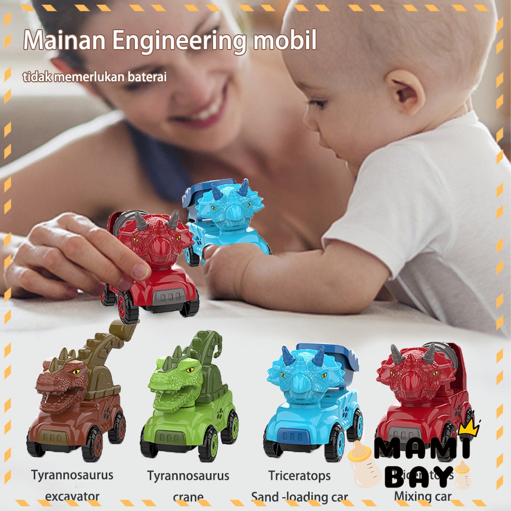 Mamibayi mainan dinosaurus Engineer 4 motive mainan mobil mobilan