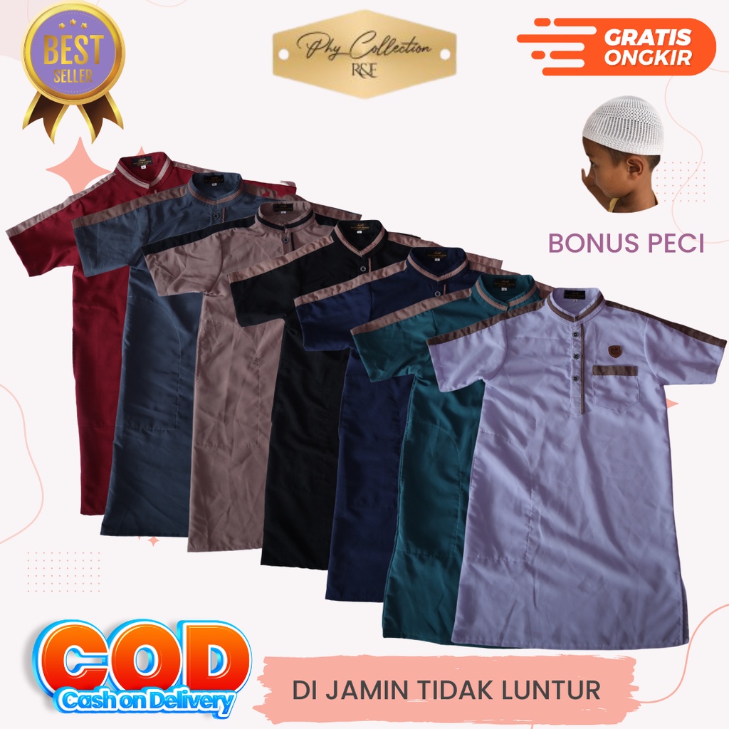 Baju Muslim Gamis Jubah Anak Laki Laki Usia 4-14 Tahun [alhanif]