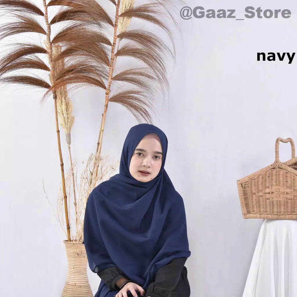 BELLA PASHMINA POLOS BAHAN POLYCOTTON HIJAB KERUDUNG JILBAB MURAH PREMIUM 75x180cm-Navy