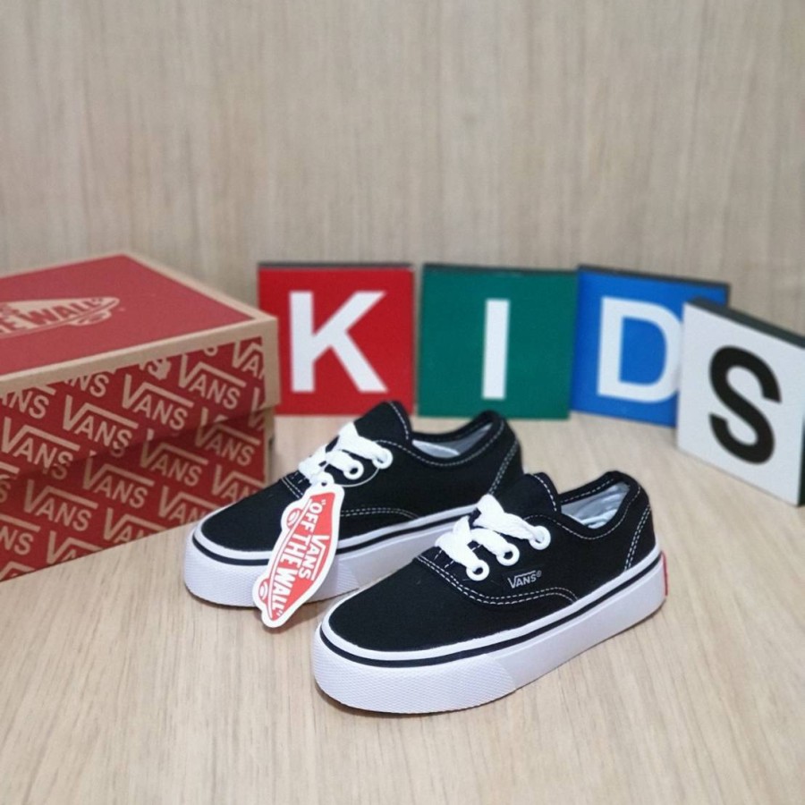 SEPATU VANS AUTHENTIC BLACK WHITE HITAM PUTIH KADO ANAK KECIL TK SD COWOK CEWEK LAKI LAKI PEREMPUAN