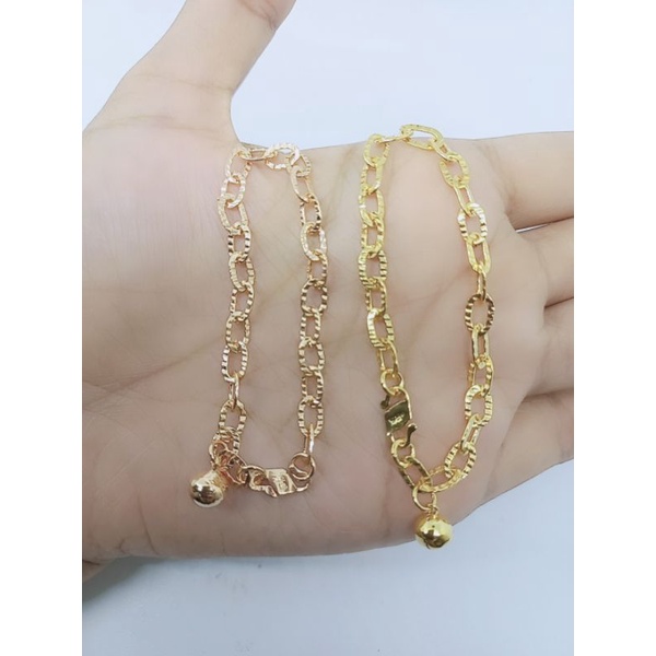 gelang perak asli lapis emas/gelang tangan anak rante nori oval ukir 1bel/gelang silver asli 925/gelang anak perak asli 925/gelang fashion