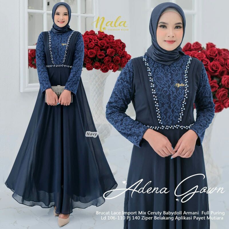 Adena gown // gamis ceruty babydol kombinasi burkat