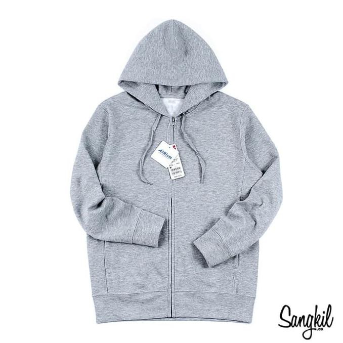 STOK BARU UNIQLO AIRISM UV CUT LONG SLEEVE FULL-ZIP HOODIE GREY - XXL TERPERCAYA