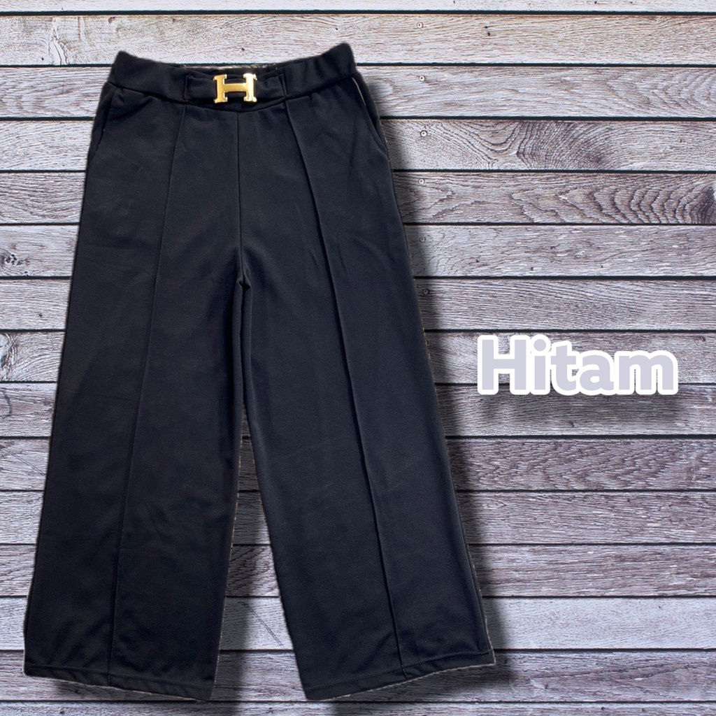 CELANA KULOT HW CULLOTE POLOS HIGHWAIST STANDART WANITA KULOT BELT H IMPORT PINGGANG KARET BAHAN MELAR