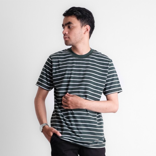 KAOS SALUR PRIA KOMBINASI HIJAU TOSCA_KAOS SIMPEL PRIA_KAOS SANTAI PRIA BAHAN CVC