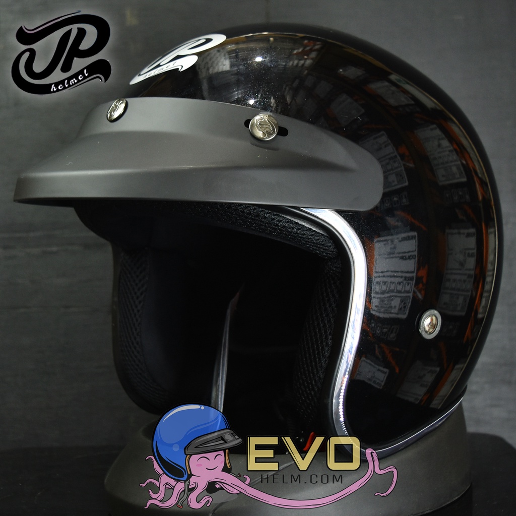 HELM BOGO JPX_JP NEW BIGIE_SOLID - BLACK METALIK + KACA