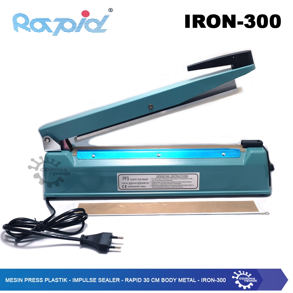 Impulse Sealer Rapid 30 cm Body Metal - IRON-300 - Mesin Press Plastik