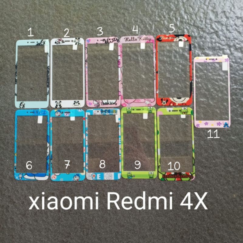 Tempered glass Xiaomi redmi 4X motif gambar karakter anti gores kaca screen guard