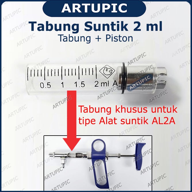 Tabung Suntik 2 ml Suku Cadang Alat Suntik TABUNG AL2A Piston Karet Vaksin Hewan Ternak Unggas Ayam