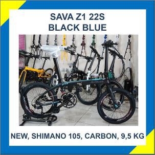 Sepeda lipat SAVA Blue Black Carbon GS Shimano 105 Discbrake Folding bike MT200 Hitam Biru NEW Ori