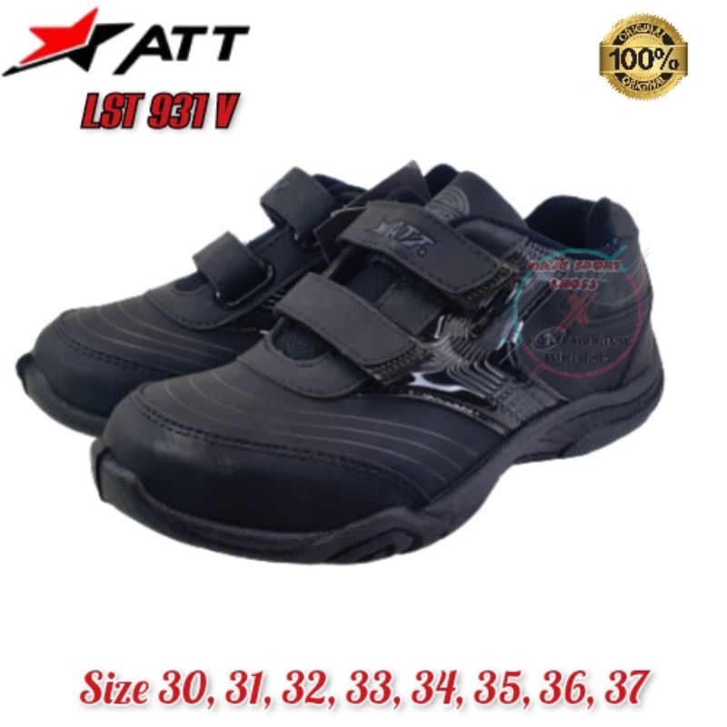 SEPATU SEKOLAH PRO ATT LST 931 V PEREKAT HITAM POLOS / SEPATU ANAK SEKOLAH PRO ATT ORIGINAL