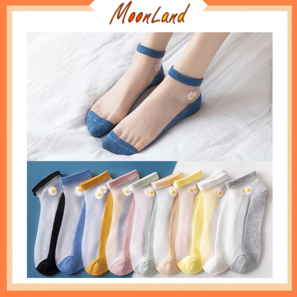 MoonLand Kaos Kaki Wanita / Kaos Kaki Transparan / Kaos Kaki Bunga / Socks / Fashion 426-427